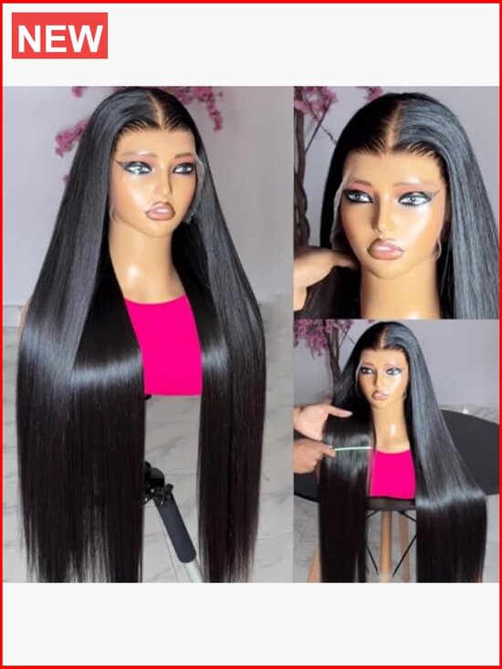 180 Density HD Transparent Lace Front Wig Human Hair Straight Pre Plucked